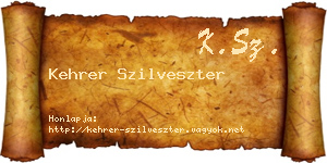 Kehrer Szilveszter névjegykártya